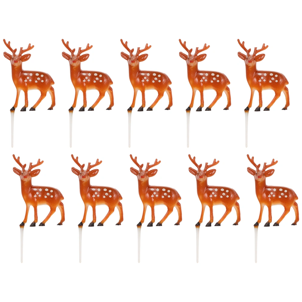 10Pcs Christmas Deer Cupcake Toppers Cake Decorative Toppers Party Supplies