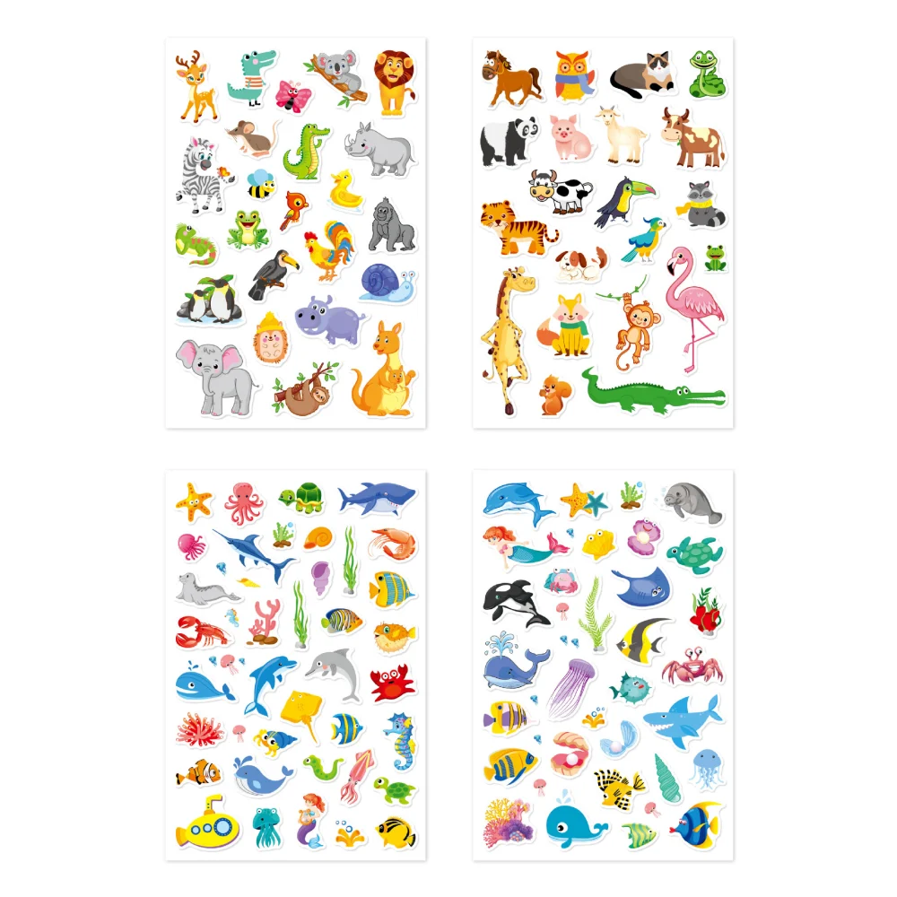 4 Sheets Encouragement Stickers Homework Motivation Decals Gift Ornament Animal Shape Stickers