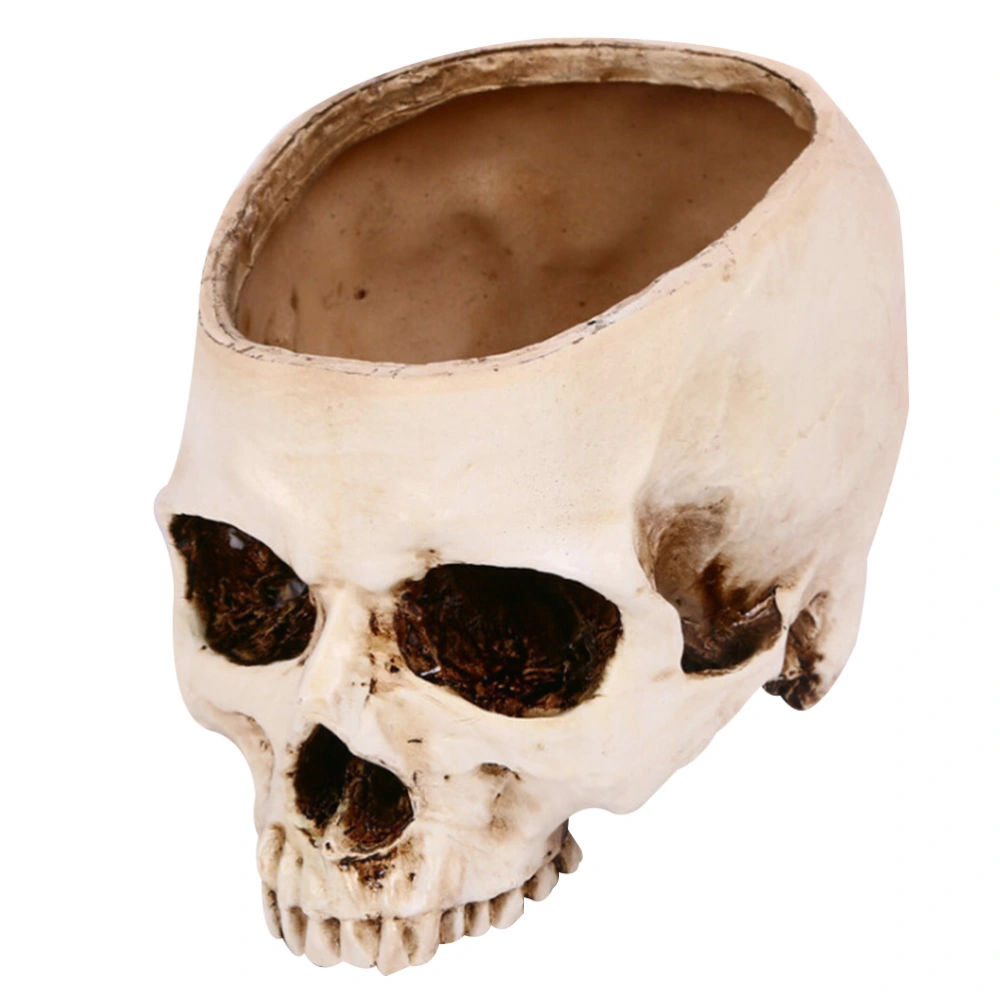 Halloween Homehold Skull Head Shape Ash Tray Retro Pored Craft Creative Pot Horrible Decoration