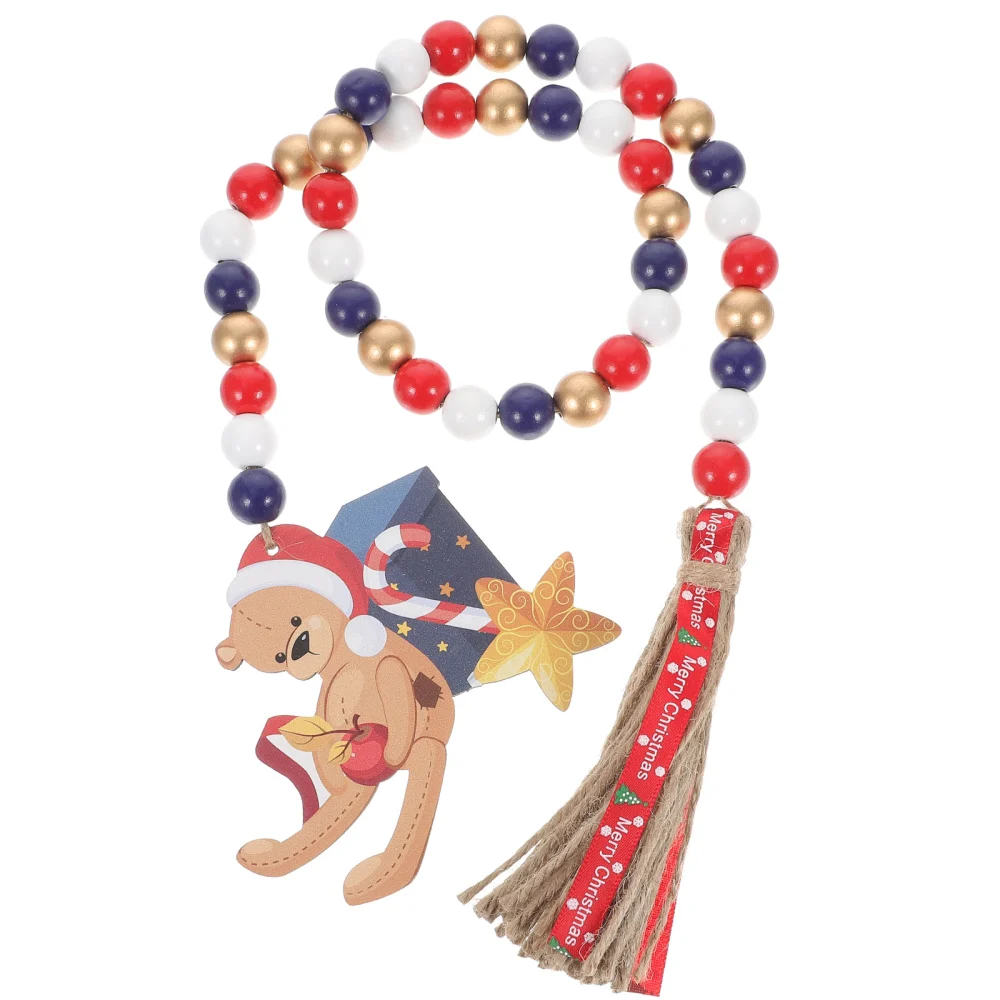 Christmas Wood Bead Garland Christmas Kitchen Decor Bear Tassel Garland Ornaments