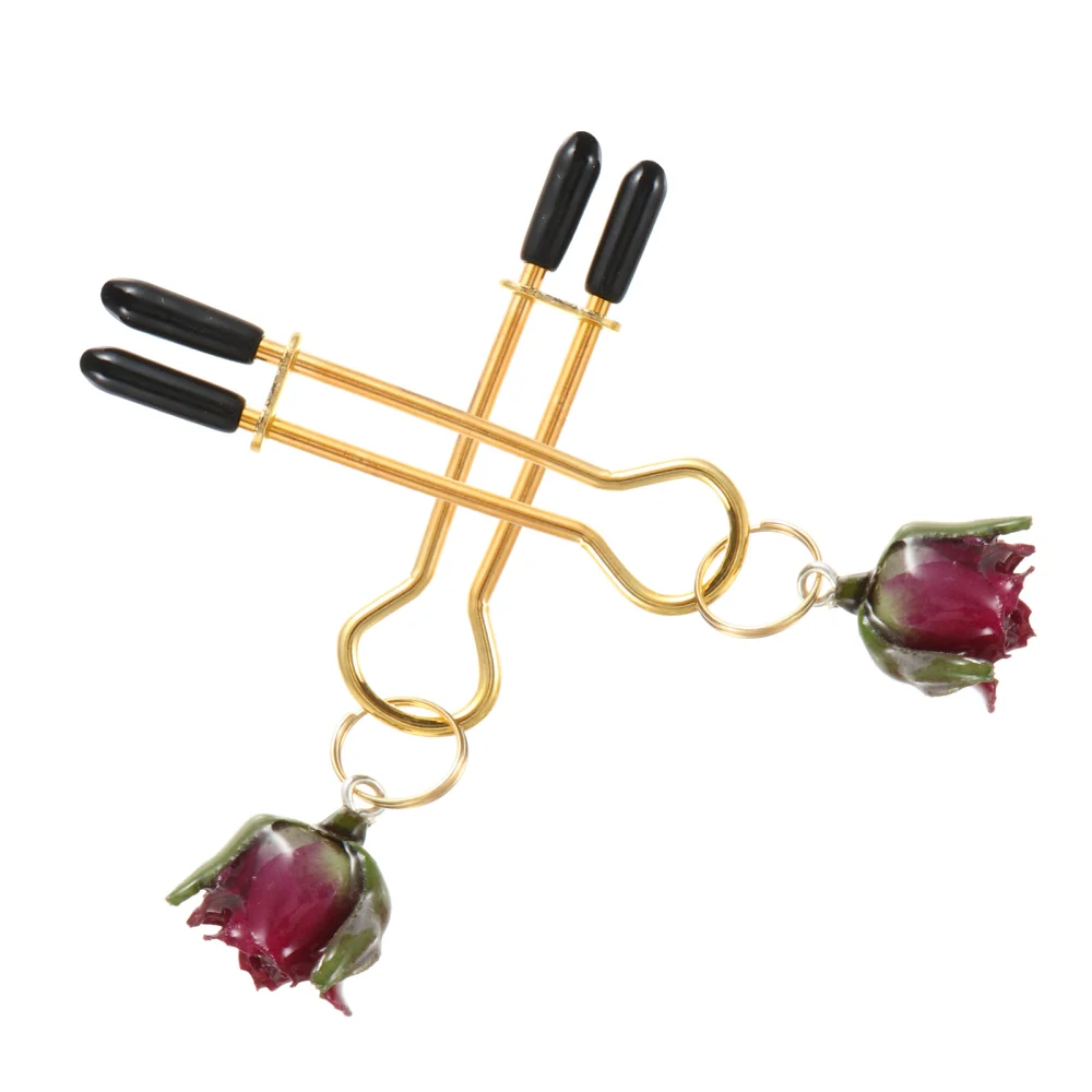 1 Pair Unique Rose Design Teat Clips Teat Clamps Sex Toy Stimulate Clip