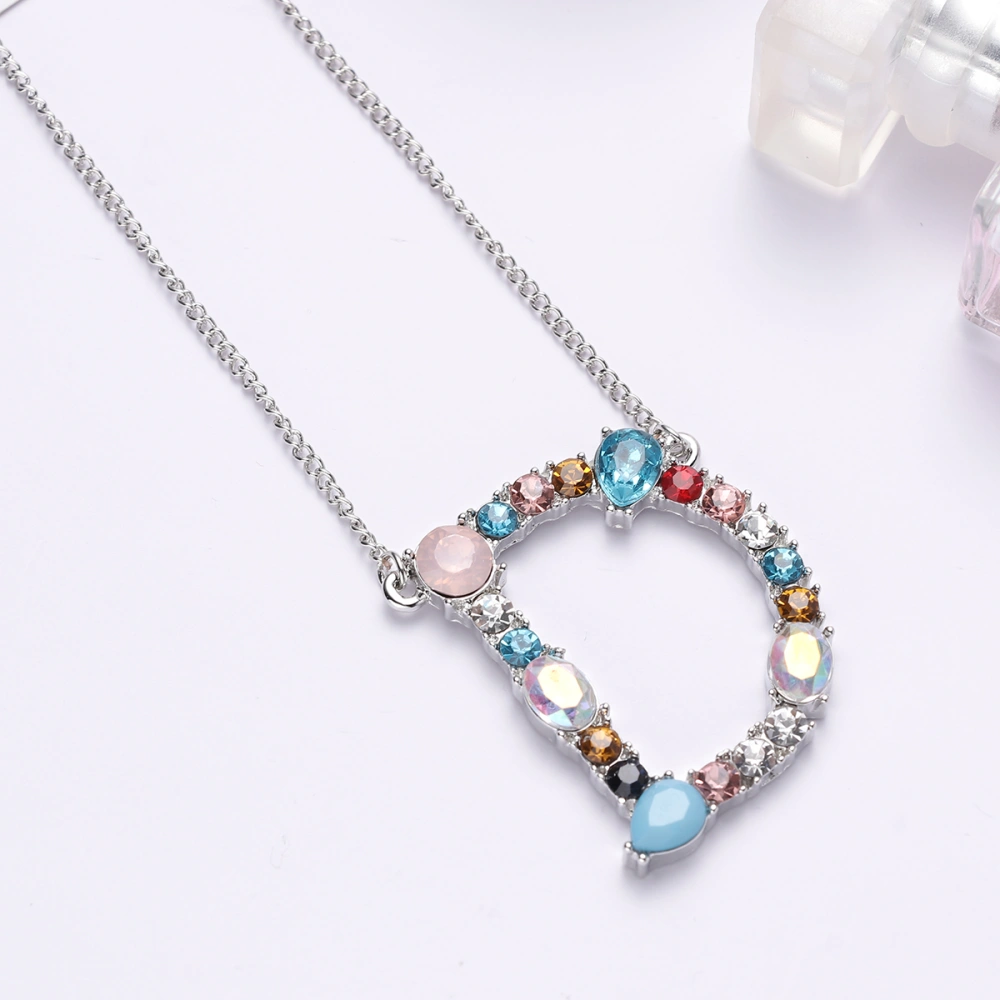 Large Initial Necklace Letters D Pendant Plated Fashion Gift for Women Girls Ladies