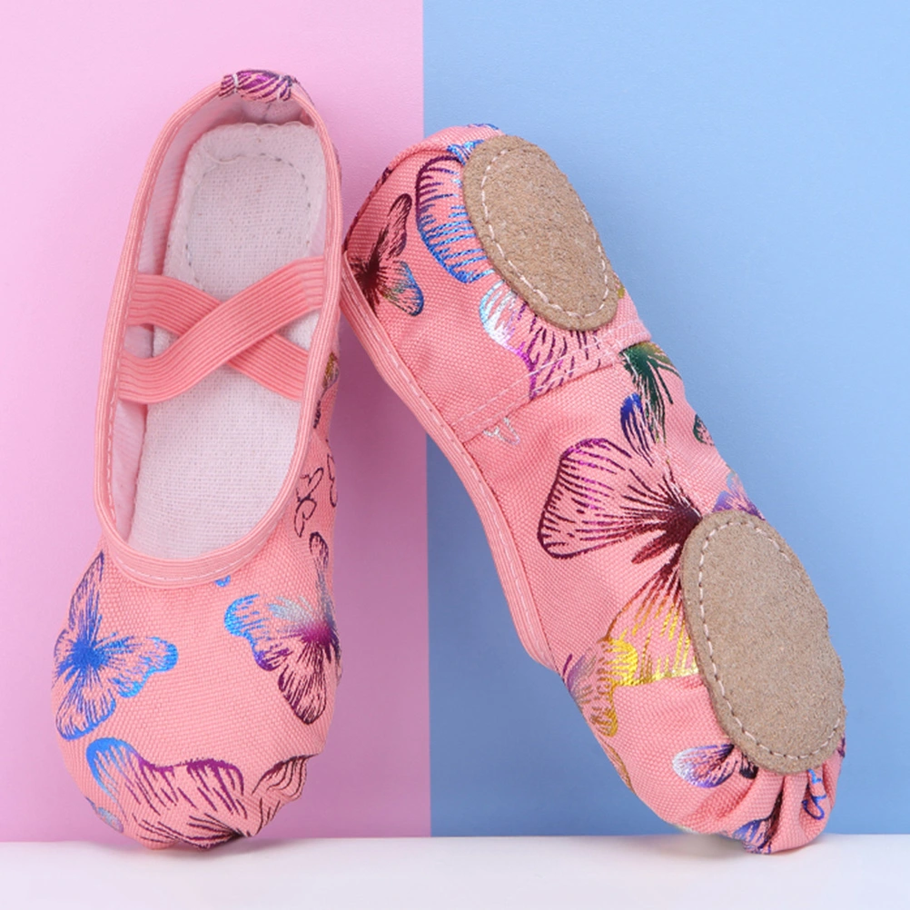 Kids Sole Ballet Dance Shoes Printing Ballet Slippers Dance Gymnastics Yoga Shoes - Size 29(Random Pattern Position)