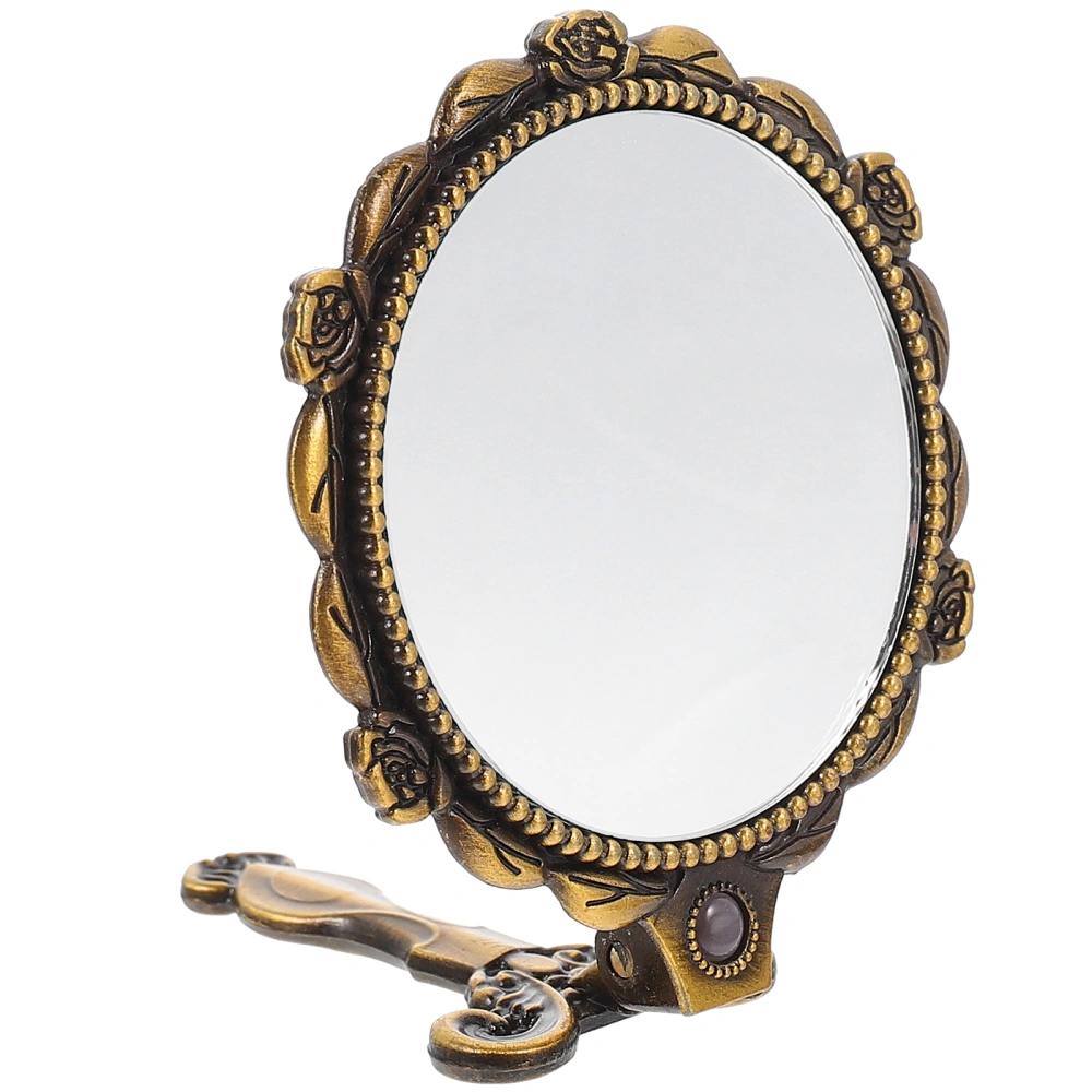 Vintage Style Makeup Mirror Folding Handheld Mirror Home Mirror for Women Girls