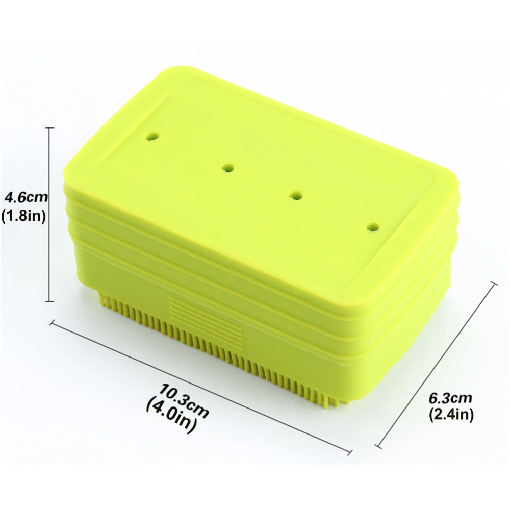 1 Set 2Pcs bath box silicone soap Holder Case Brush with Lid (Green)