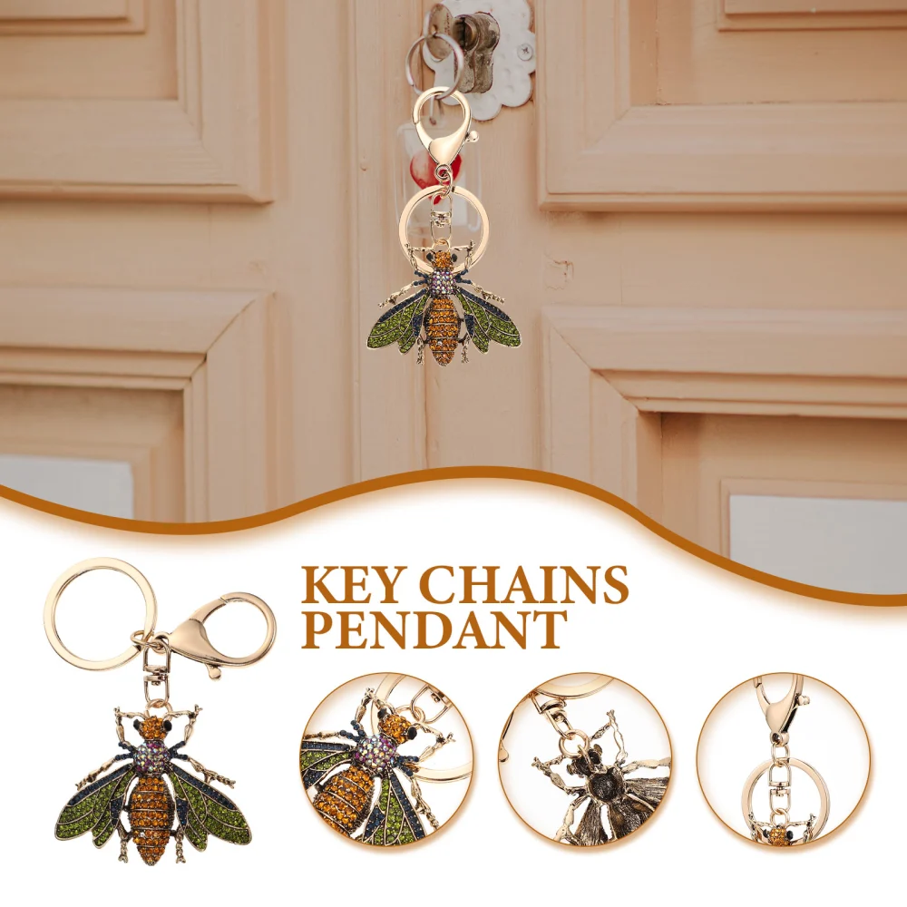 Exquisite Bee-shaped Keychain Purse Handbag Pendant Rhinestone Inlaid Key Chain