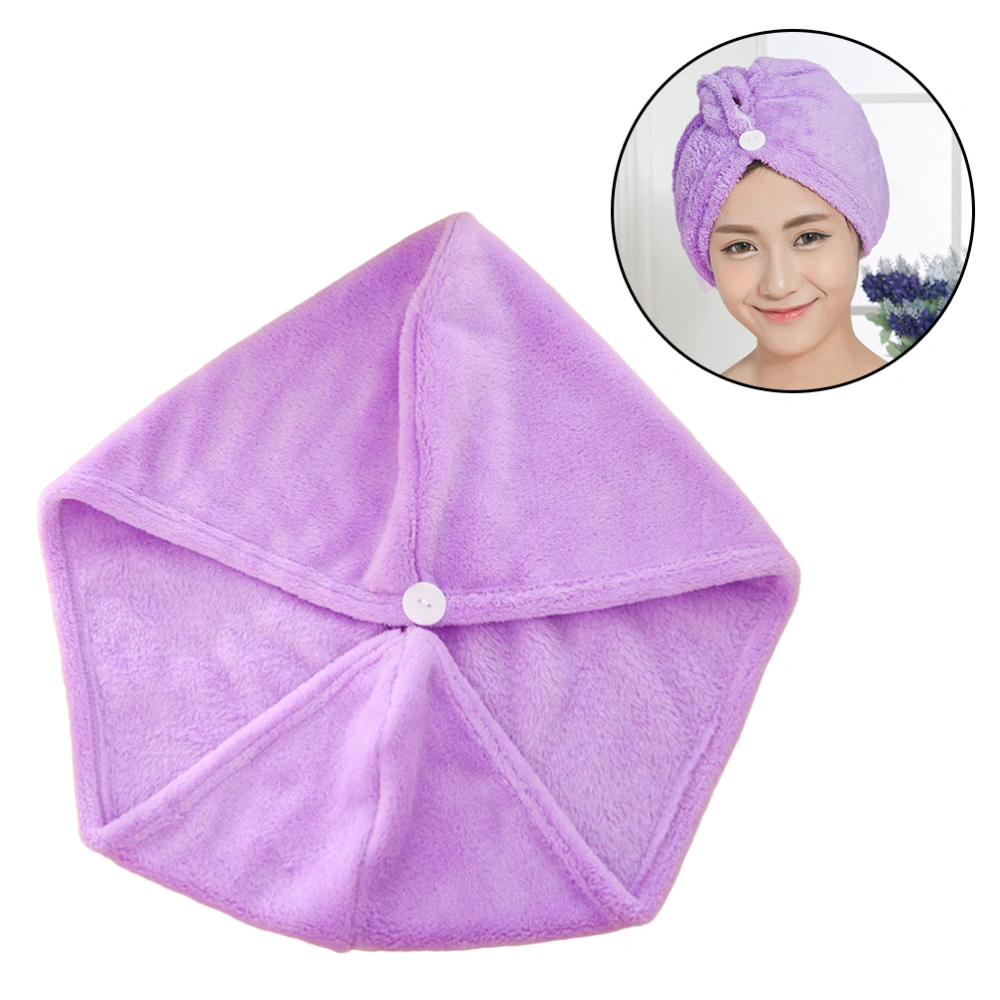 Women's Strong Water Absorbing Shower Hair Towel Hair Turban Wrap Drying Bath Head Wrap (Purple)