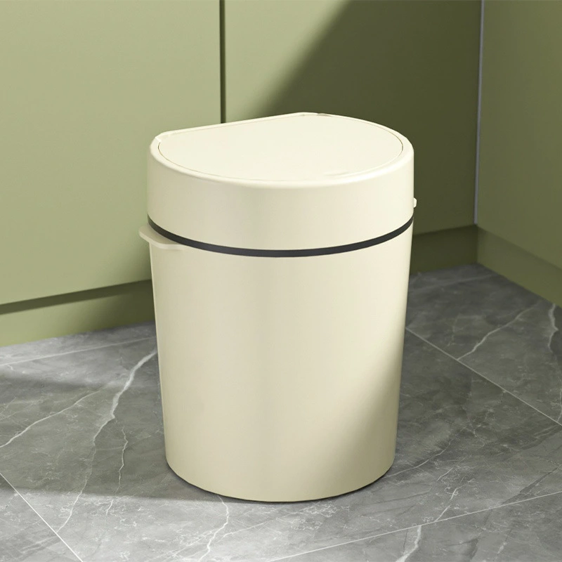 Trash Can with Lid Plastic Press-Type Garbage Can Trash Bin Wastebasket for Bathroom