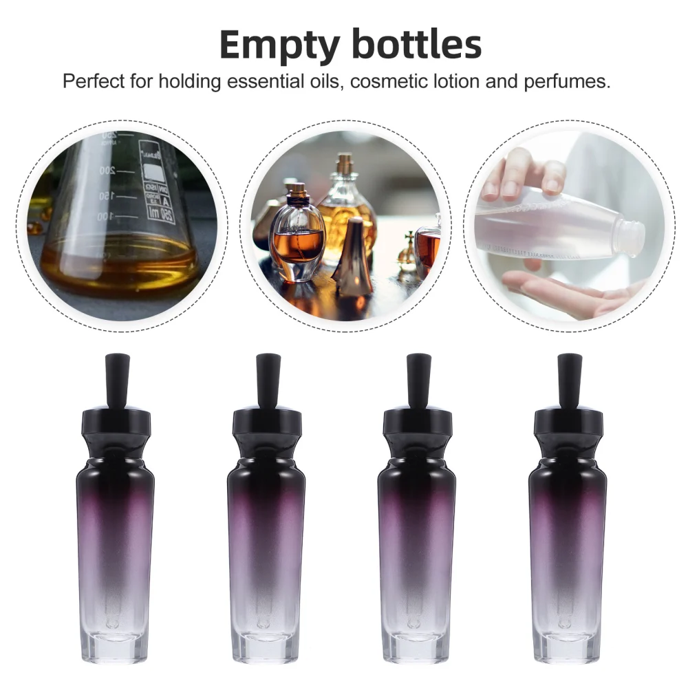 4pcs Glass Bottles Essential Oil Glass Jars Refillable Dropper Bottles 30ml