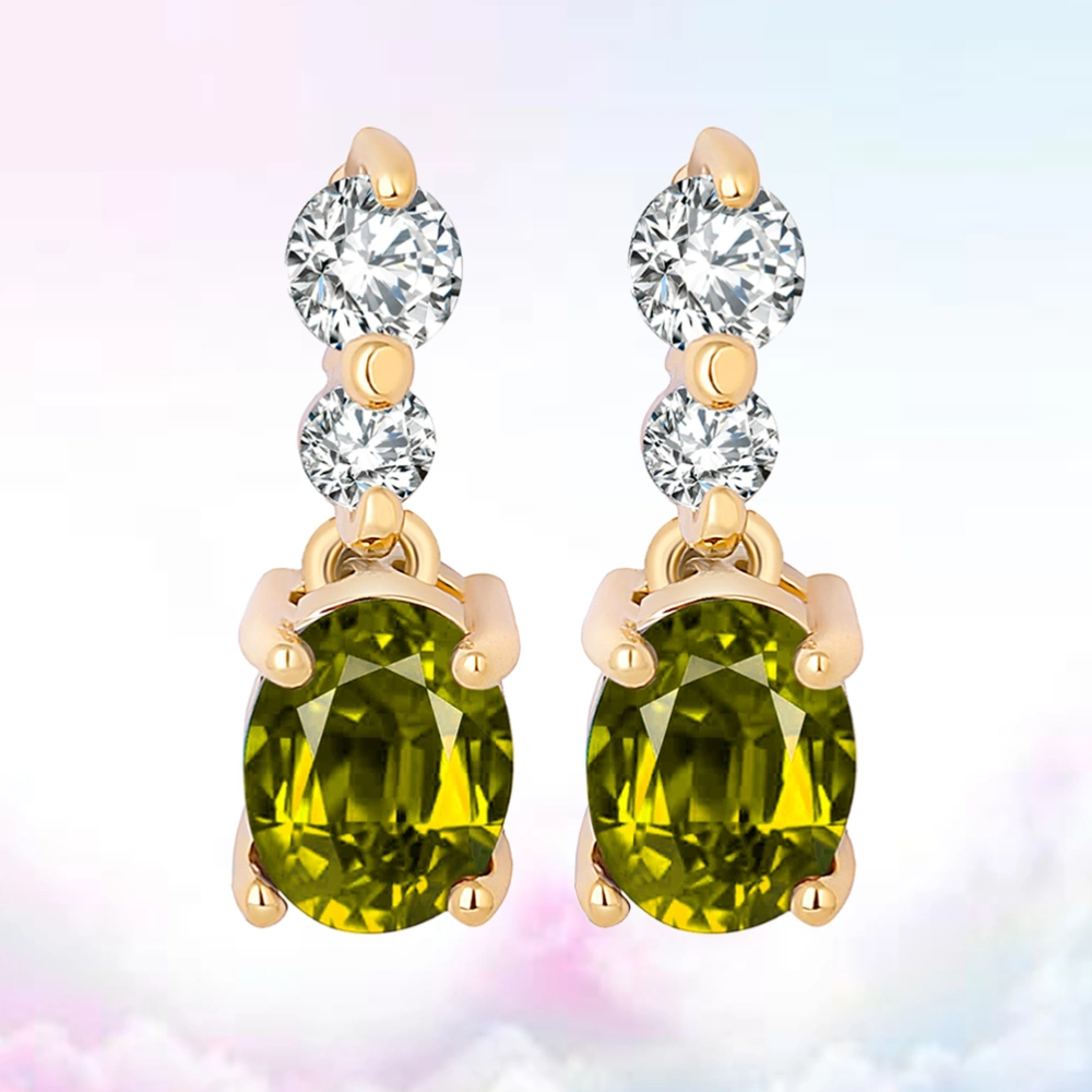 1 Pair Exquisite Earrings Stylish Zircon Ear Stud Eardrop for Women Ladies Girls - ERZ00185(Olive Green)