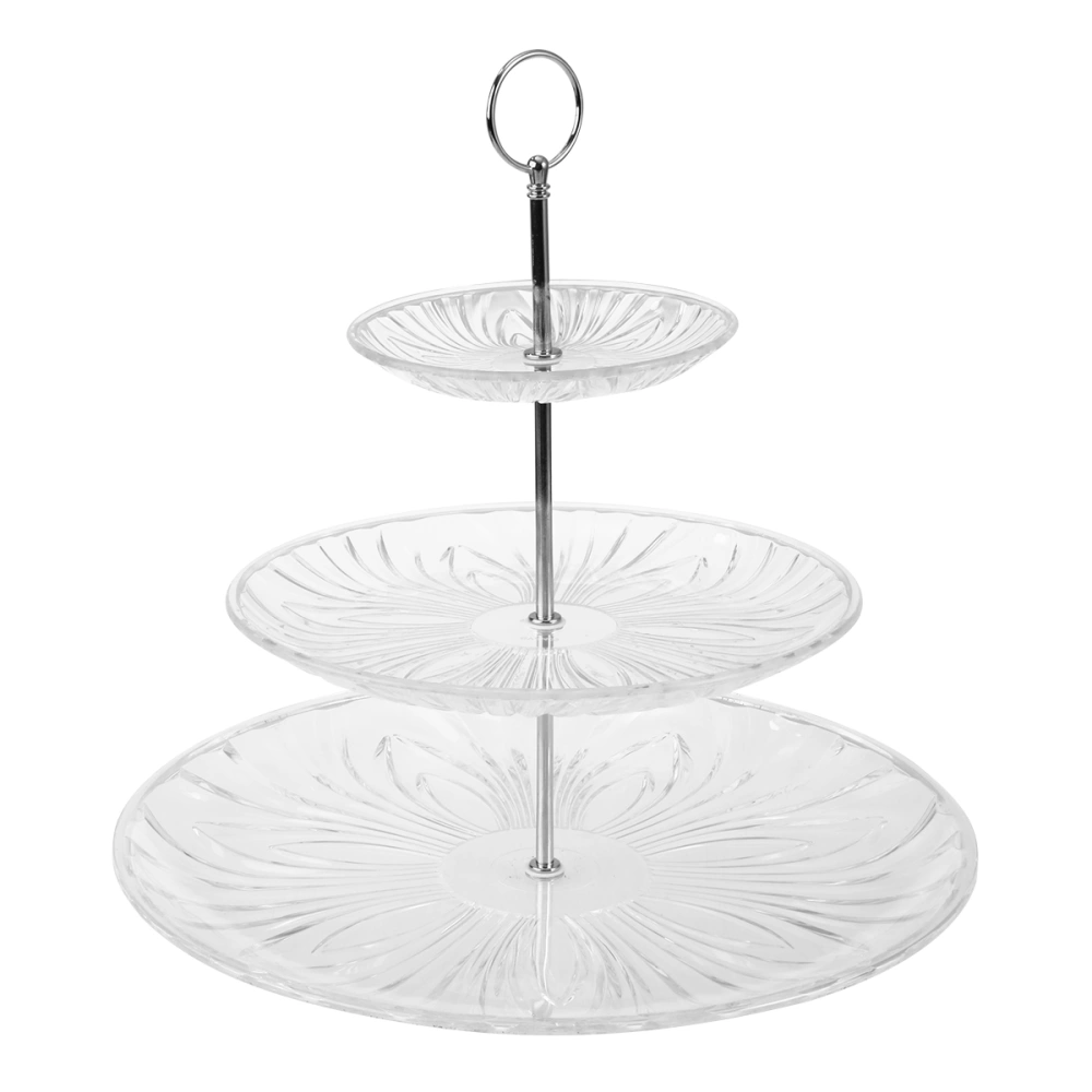 Round Three Tiers Cake Display Stand and Fruit Plate Party Serving Platter Cupcake Dessert Stand for Birthday Anniversary Wedding Decor(Silver)