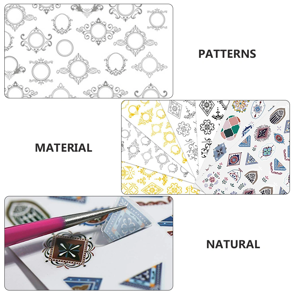 8 Sheets Moroccan Floral Pattern Nail Art Sticker Self-adhesive Nail Stickers