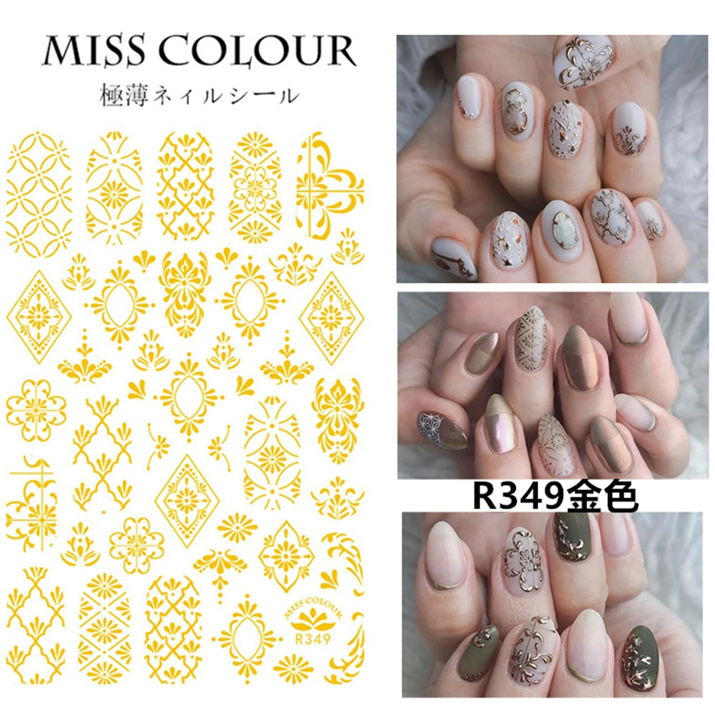 8 Sheets Moroccan Floral Pattern Nail Art Sticker Self-adhesive Nail Stickers