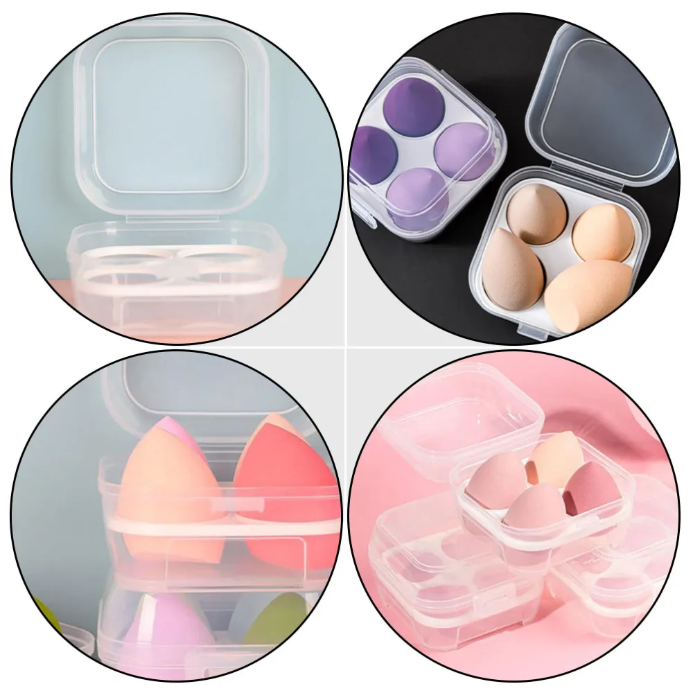 10pcs Multi-slot Makeup Blender Boxes Transparent Makeup Puff Storage Containers