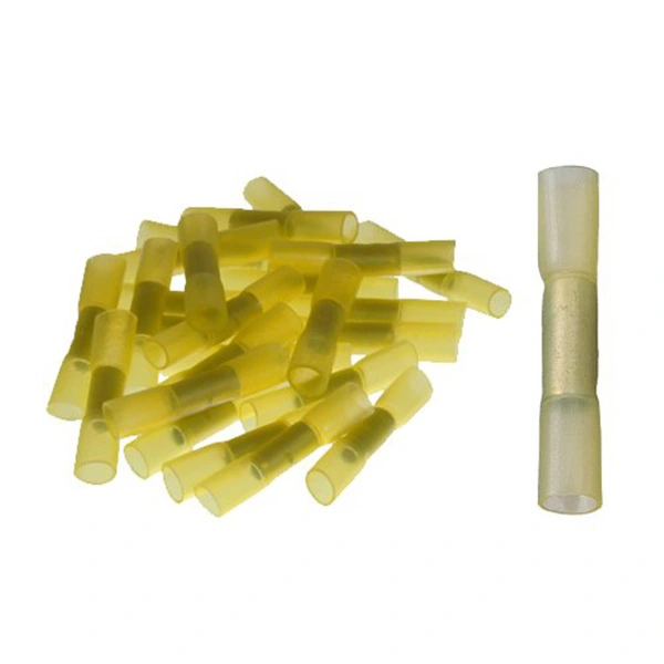 25pcs 0.1-0.5mm Waterproof Heat Shrink Insulated Butt Wire Crimp Connectors Crimp Terminals (Yellow)