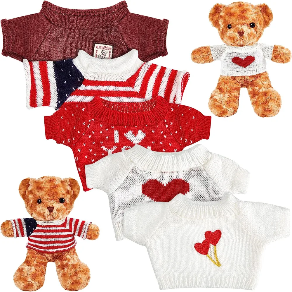 5pcs Doll Costume Replacement Nice-looking Bear Doll Clothes Handmade Doll Sweater Accessory