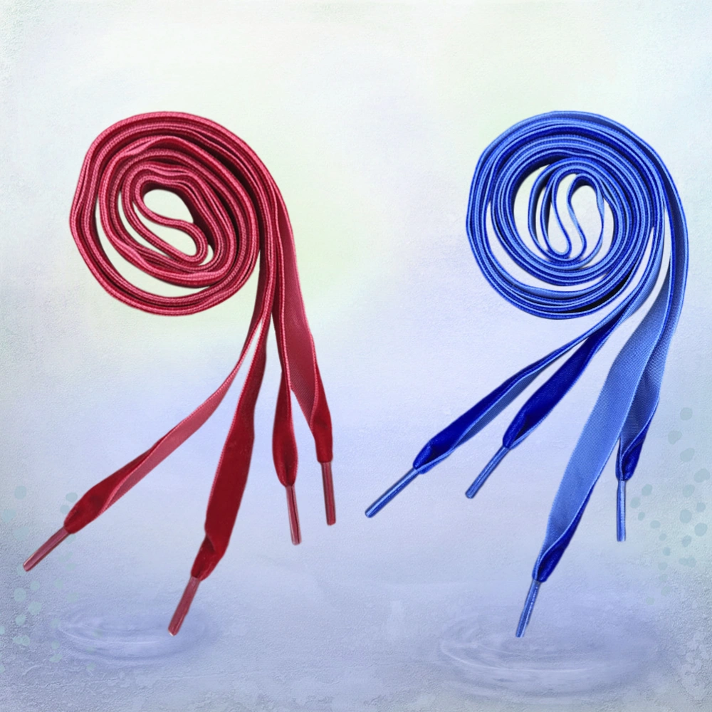 2 Pairs 1.6cm Wide Shoelaces Wide Flat Shoe Lace Shoe Strings Shoe Accessories (Claret 140cm + Blue 140cm)