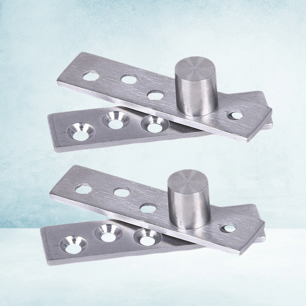 2Pc 360 Degree Rotating Hinge Stainless Steel Door Pivot Up Down Shaft Furniture Hinges with Eccentric Shaft Size L (Silver)