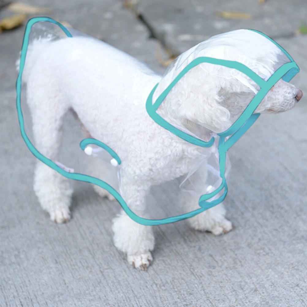 Waterproof Puppy Raincoat Transparent Pet Rainwear Clothes for Small Dogs/Cats - Size L (Blue)