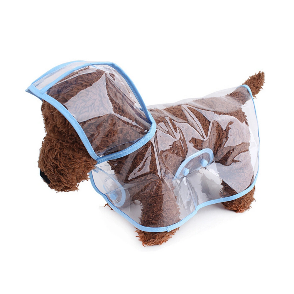 Waterproof Puppy Raincoat Transparent Pet Rainwear Clothes for Small Dogs/Cats - Size L (Blue)