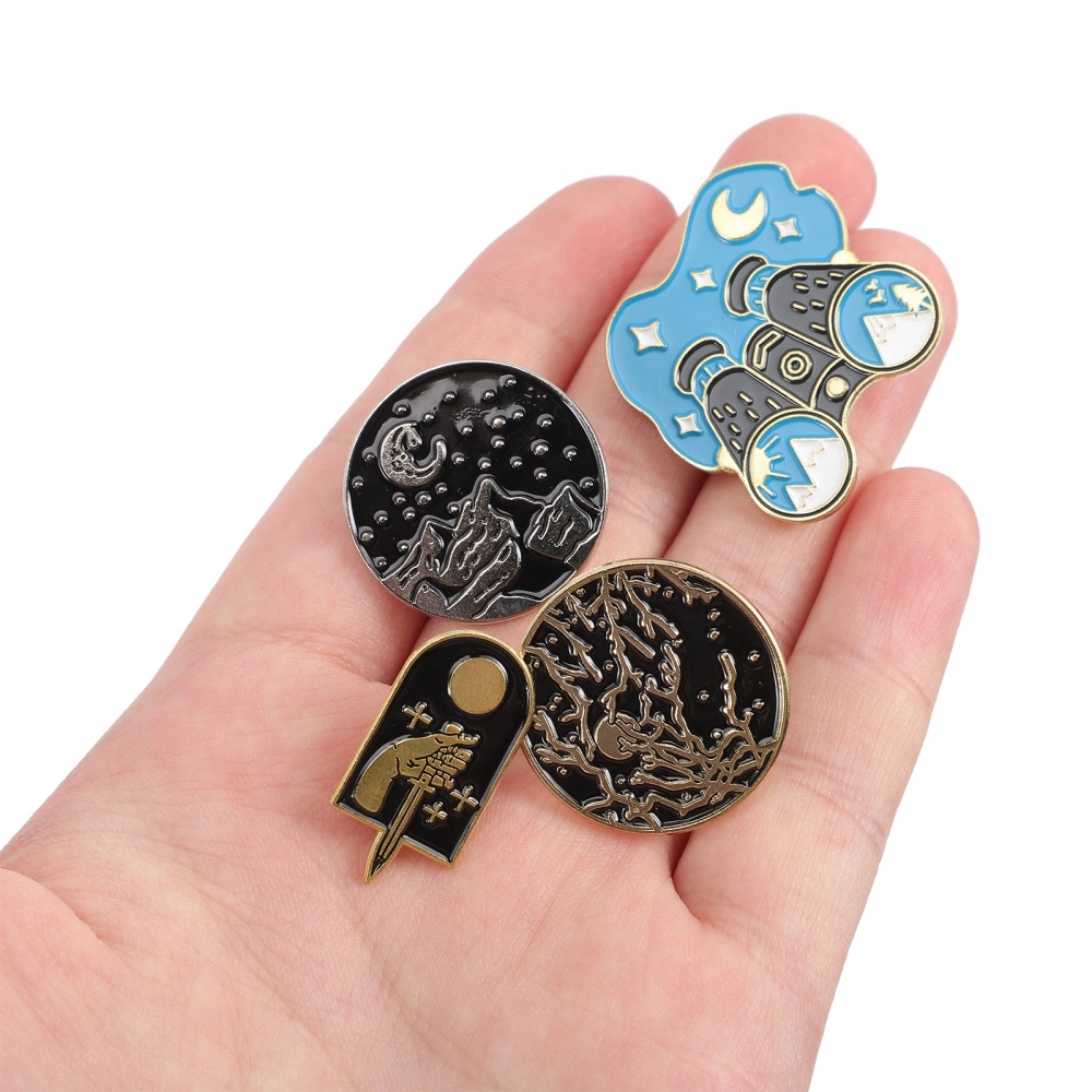 4Pcs Lapel Pin Outdoor Theme Cartoon Brooch Pin Badges Decorative Brooch Clips