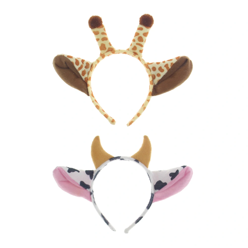 1 set/2pcs Adult Kids Cow and Giraffe Headband Set Animal Costume Hair Band Headpiece Hair Accessories for Cosplay Costume Party