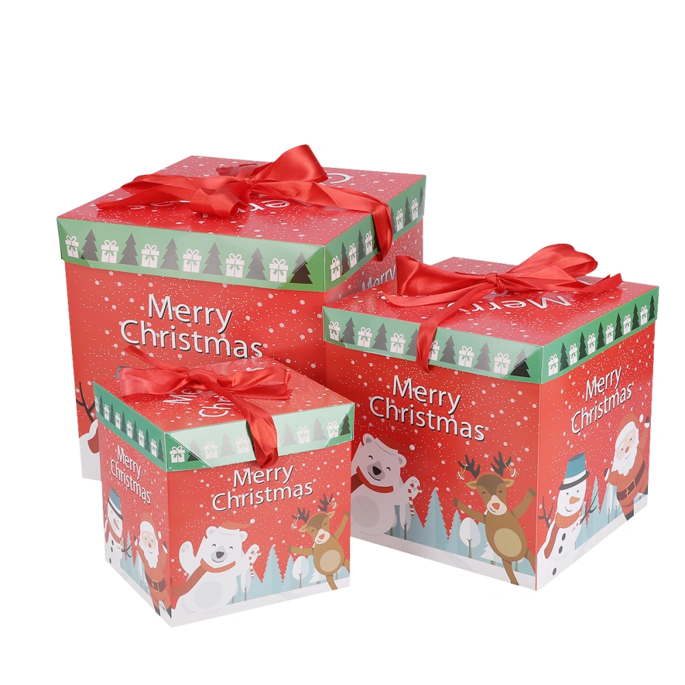 3pcs Christmas Candy Storage Boxes Holder Adorable Gift Boxes Container (Christmas Snow Pattern)