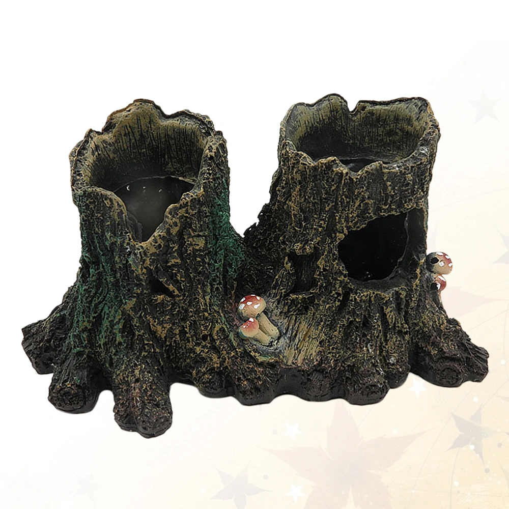 Aquarium Underwater Wide Holes Tree Branches Moss Stump Sculpture Fish Tank Landscape Ornament Resin Desktop Decoration Photo Props Model