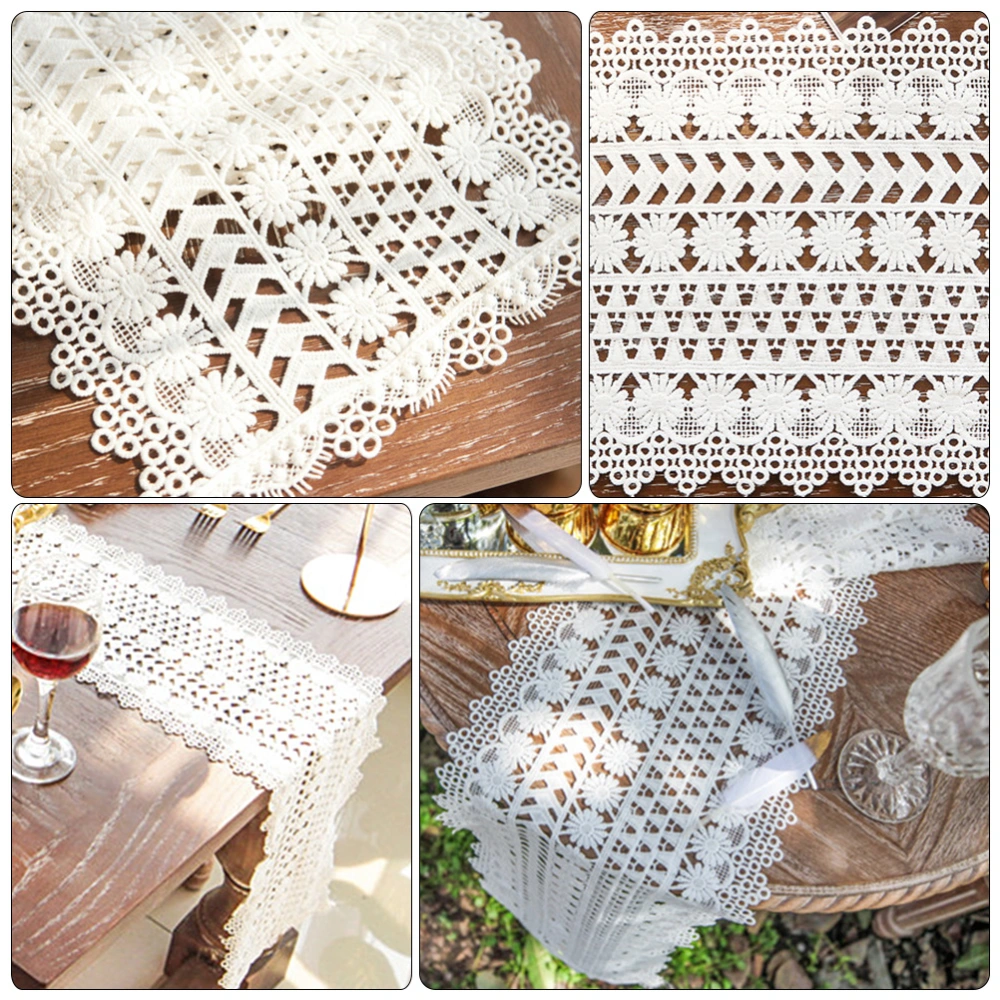 2 Pcs French Lace Table Mat Lace Table Cover Western Food Place Mat (White)