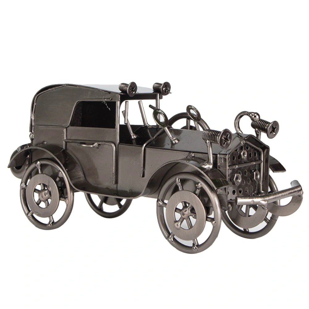 Iron Vintage Car Model Antique Classic Model Toy Car for Home Table Decor (Silver Grey)