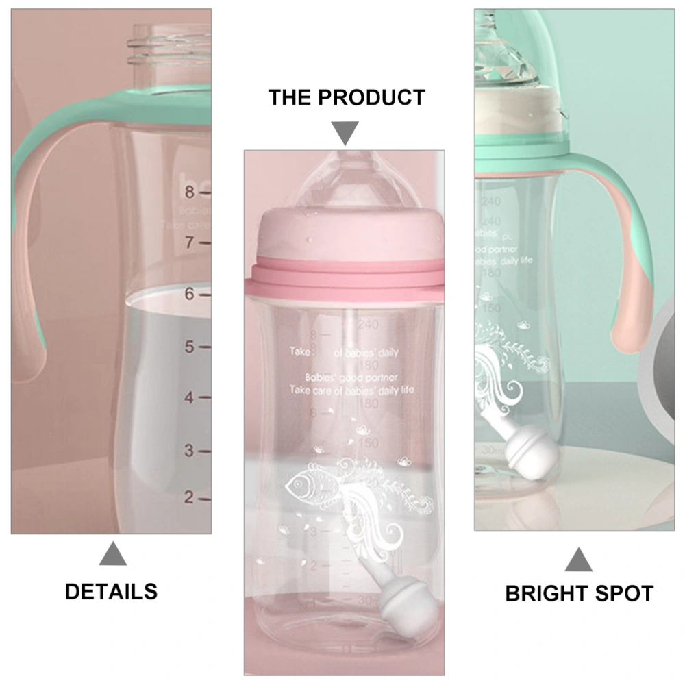 1pc Wide Caliber Baby Feeding Milk Bottle with Handle Baby Feeding Supply 240ml