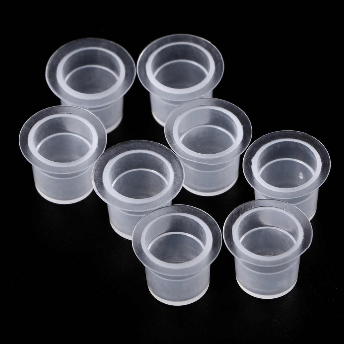 100pcs Ink Caps Disposable Ink Cups Permanent Eyelash Makeup Eyebrow Tattooing Pigment Container Kits Supplies 8mm Size S (White)