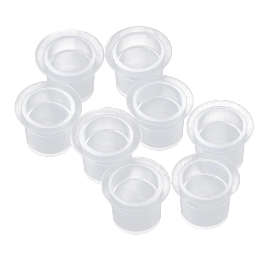 100pcs Ink Caps Disposable Ink Cups Permanent Eyelash Makeup Eyebrow Tattooing Pigment Container Kits Supplies 8mm Size S (White)