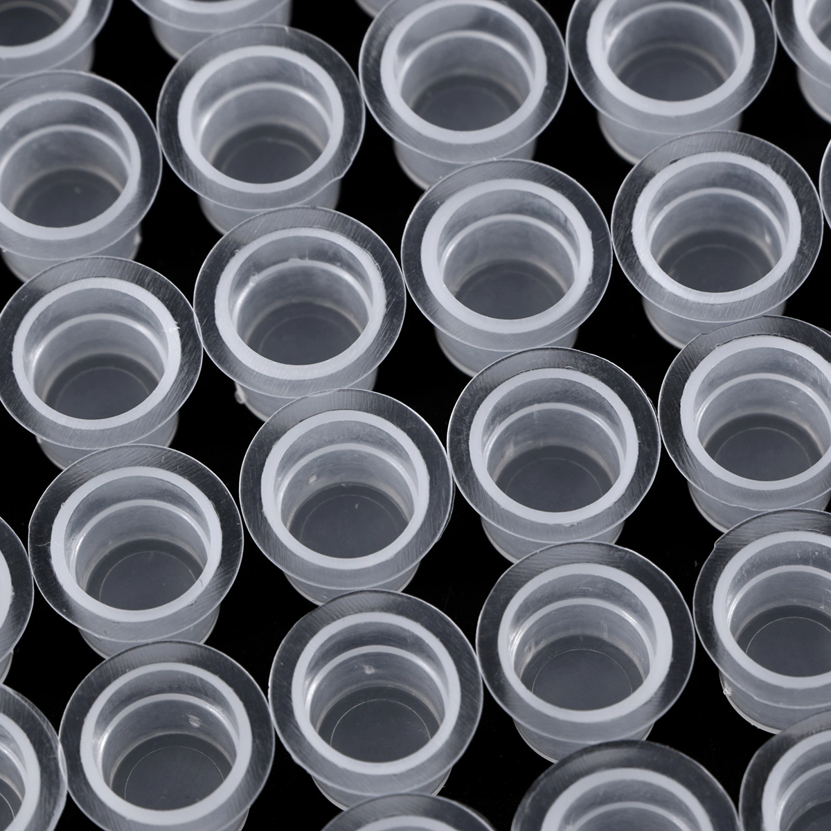 100pcs Ink Caps Disposable Ink Cups Permanent Eyelash Makeup Eyebrow Tattooing Pigment Container Kits Supplies 8mm Size S (White)