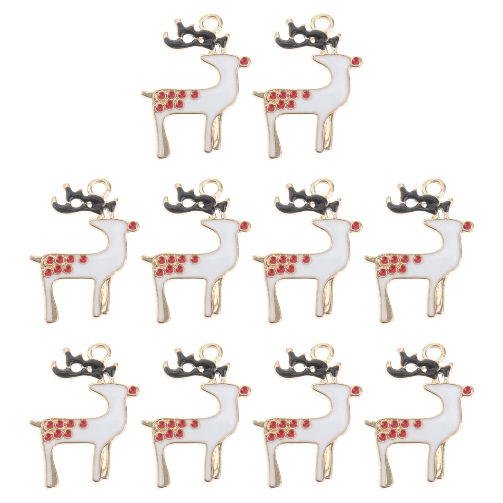 10 Pcs Xmas Enamel Charm Pendants Fashion Christmas Deer DIY Earrings Jewelry Accessories Girls Necklace Bracelet Jewelry Making Charms