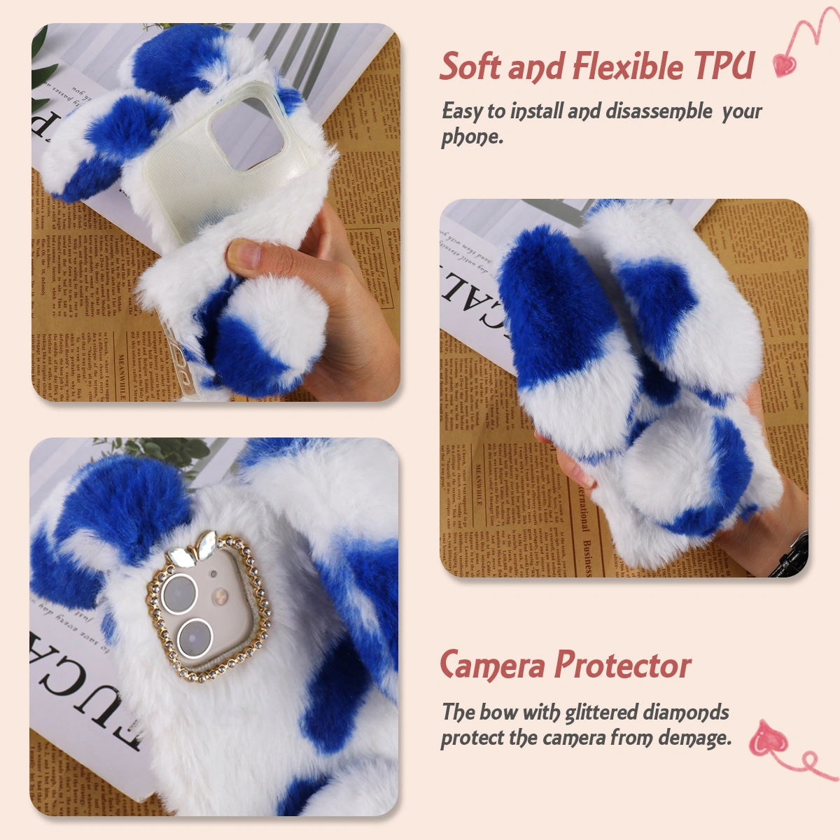 1Pc Decorative Phone Case Plush Phone Shell Gift Compatible for iPhone 11