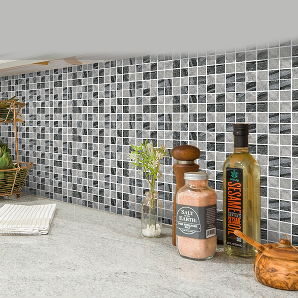 15 Pcs 3D Wall Decals Self Adhesive Black Grey Crystal Mosaic Pattern Wall Paste Water Proof Wall Anti-oil Stickers for Home Room