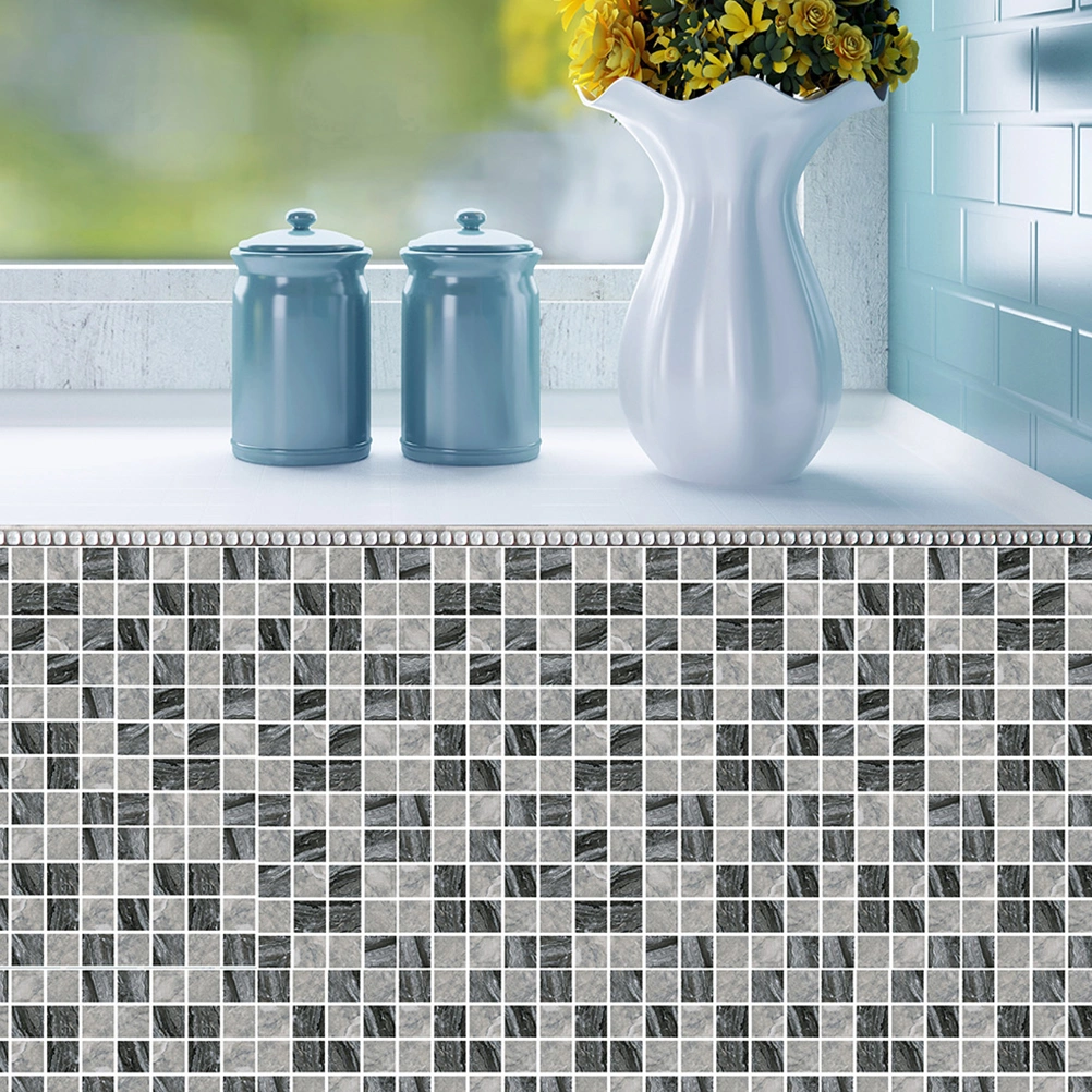 15 Pcs 3D Wall Decals Self Adhesive Black Grey Crystal Mosaic Pattern Wall Paste Water Proof Wall Anti-oil Stickers for Home Room