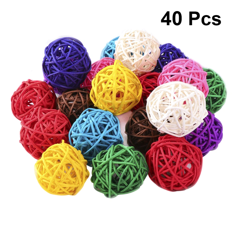 40pcs 3cm Aromatherapy Rattan Ball Colorful Christmas Party Hanging Ornaments Pendant for Decor