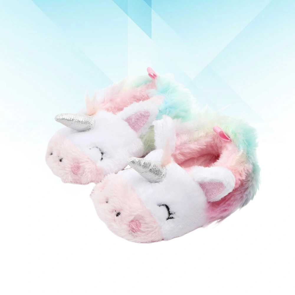 Baby Indoor Warm Cotton Shoes Autumn Winter Toddler Shoes for Babies Aged from 0 to 1 Years Old (Colorful Unicorn)