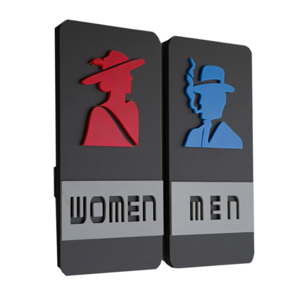 2pcs Acrylic Toilet Sign Women Men Restroom Sign Washroom Sign Board