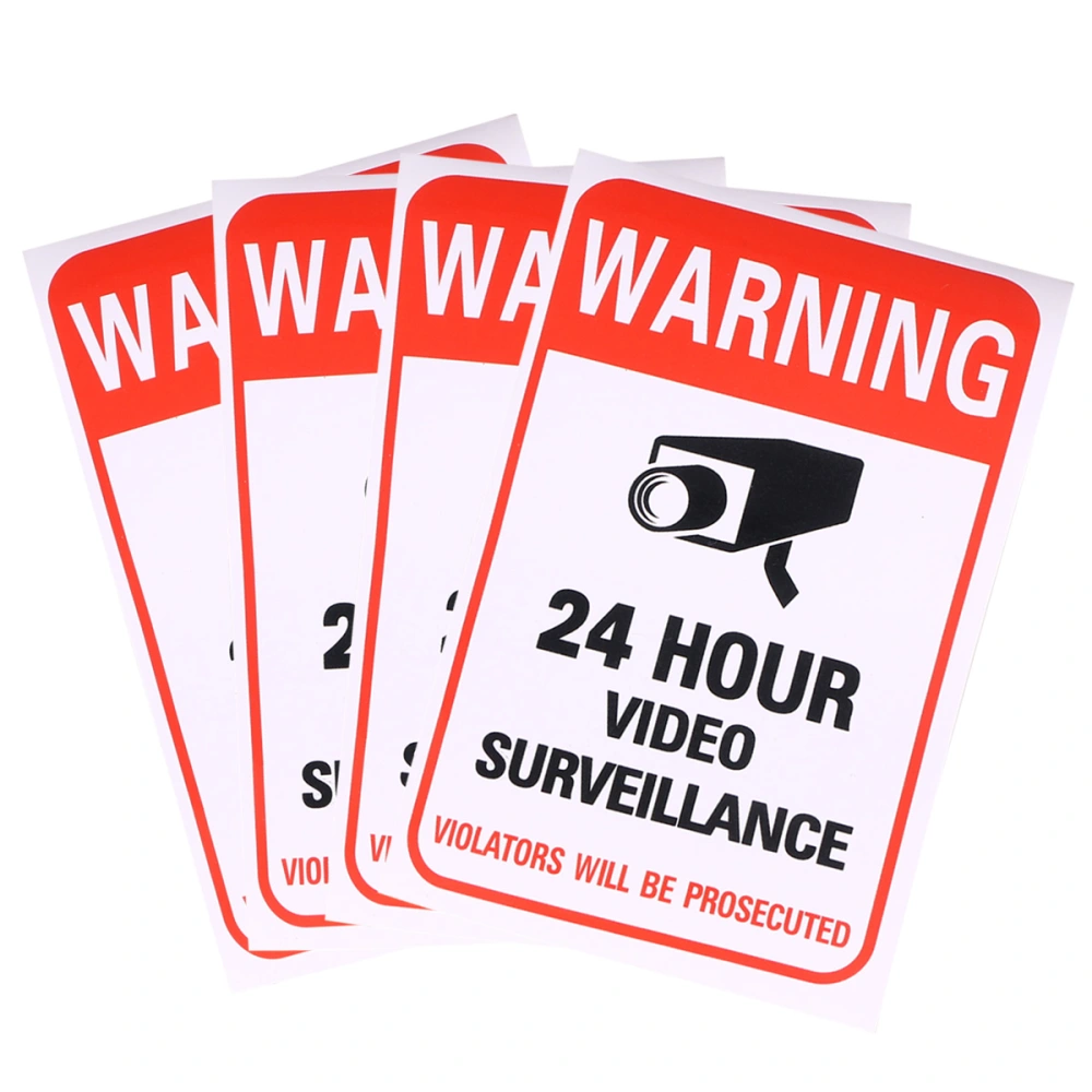 10 Pcs 15.7x10.3cm 24 Hour Video Surveillance Sign Logo Stickers Warning Sign for School Office Building