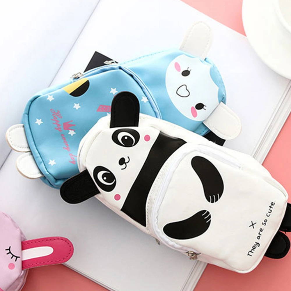 Cartoon Animal Pencil Case Student Pencil Case Small Pen Bag PU Storage Bag Stationery for Girl Kid Child (Random Pattern)