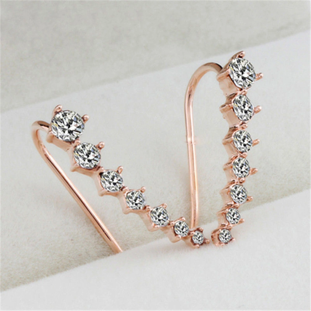 1Pair Women Elegant Crystal Rhinestone Sterling Silver Earrings Sparkling Earrings (Gold)