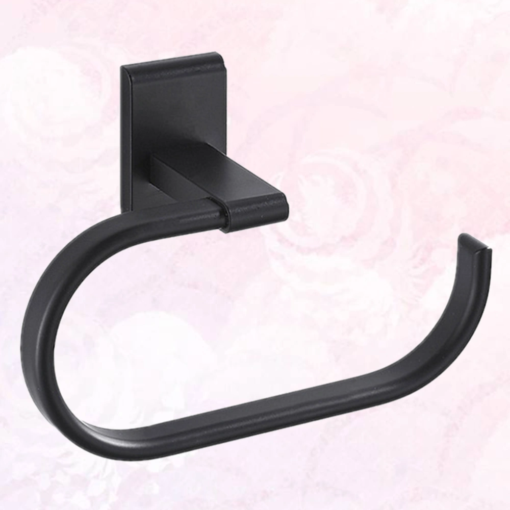 1 Pc Towel Ring Free Punch Wall Mounted Towel Rack Practical Towel Holder for Home Bathroom Use (Black)