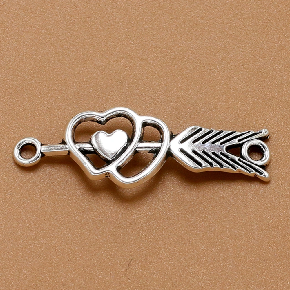 20pcs Alloy Dual Hearts Love Arrow Pendants Charms DIY Jewelry Making Accessory for Necklace Bracelet (Antique Silver)