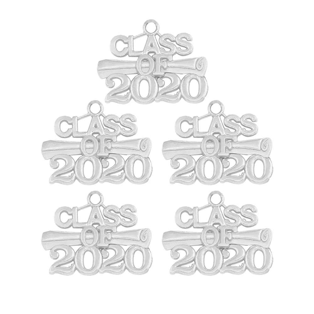 5pcs Graduation Hanging Pendant Creative Class 2020 Graduation Decor Pendant Souvenir Gift for Student Graduate Friend (White)