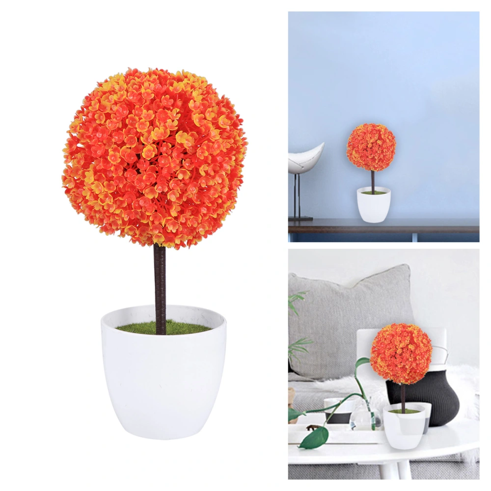 Artificial Plants Ball Simulated Plant Decorative Bonsai Plastic Flower Ball for Home Garden Decoration (Orange)