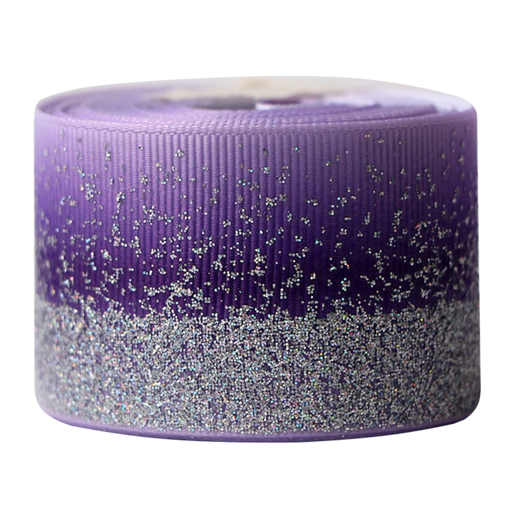 38mm Glitter Grosgrain Ribbon DIY Gradient Color Ribbons Hair Accessories Gift Wrap Decoration (Purple, 5 Yards/Roll)