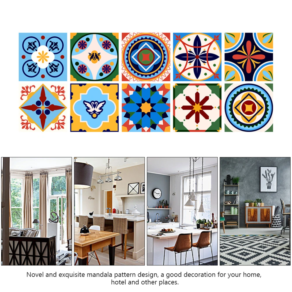 10Pcs Simulated Tile Sticker Household Adhesive Decal Mandala Wall Sticker